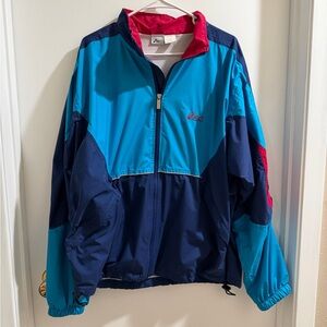 Vintage 70s Asics Windbreaker Blue and Pink